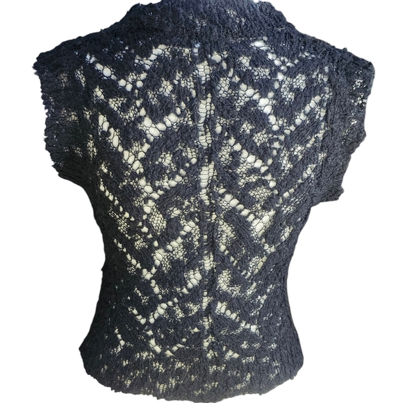 Nasty Gal Crochet Sweater Vest V-neck Black Size Small - Picture 2 of 6